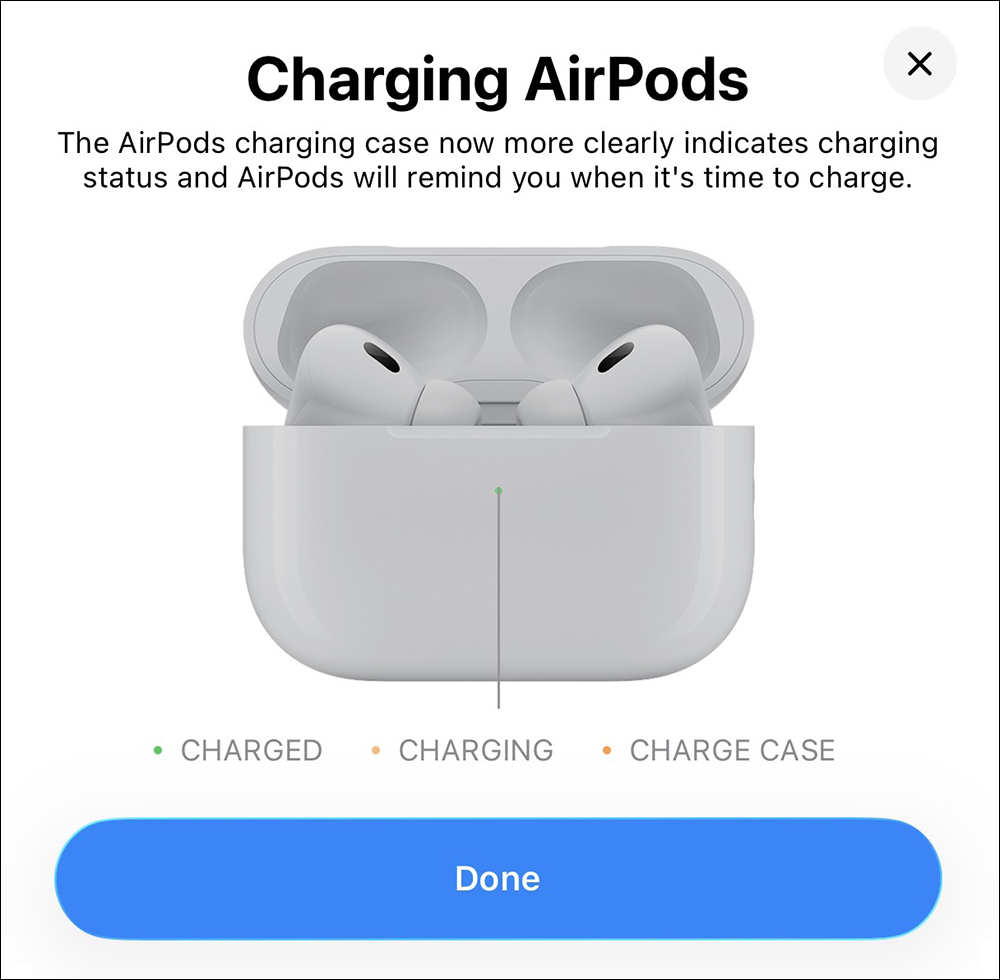 AirPods充电提示新增三色灯号