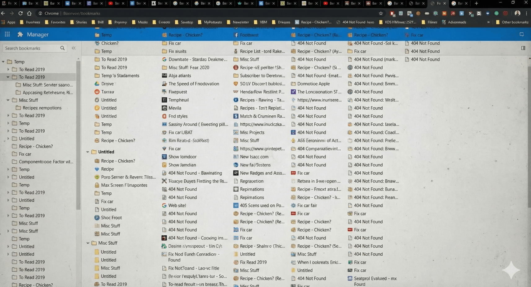 杂乱的浏览器收藏夹